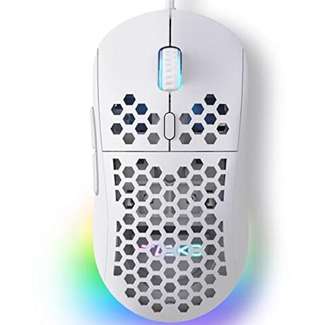 Dierya × TMKB M1SE Ratón Gaming Blanco,12800 dpi Gaming Mouse, 6 Botones programables Raton Blanco, RGB Personalizable Ratón Gaming con Cable, Mouse ergonómico con Cable PC Ordenador
