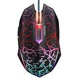 VGUARD Ratón Gaming con Cable, 4 dpi Adjustables hasta 2400, Gaming Mouse Óptico, Ratón Ergonómico Óptico RGB con 6 Botones y LED 7 Colores para PC, Portátil. (Versión Mejorada) - Negro