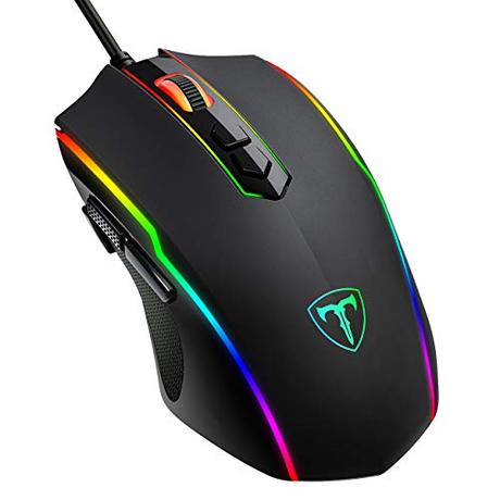 VIVIJO Ratón Gaming con Cable, 5 dpi Adjustables hasta 7200, Mouse Óptico, Ergonómico, RGB con 8 programables Botones y Iluminación RGB para PC, Portátil