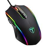 VIVIJO Ratón Gaming con Cable, 5 dpi Adjustables hasta 7200, Mouse Óptico, Ergonómico, RGB con 8 programables Botones y Iluminación RGB para PC, Portátil