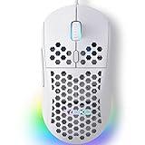 Dierya × TMKB M1SE Ratón Gaming Blanco,12800 dpi Gaming Mouse, 6 Botones programables Raton Blanco, RGB Personalizable Ratón Gaming con Cable, Mouse ergonómico con Cable PC Ordenador