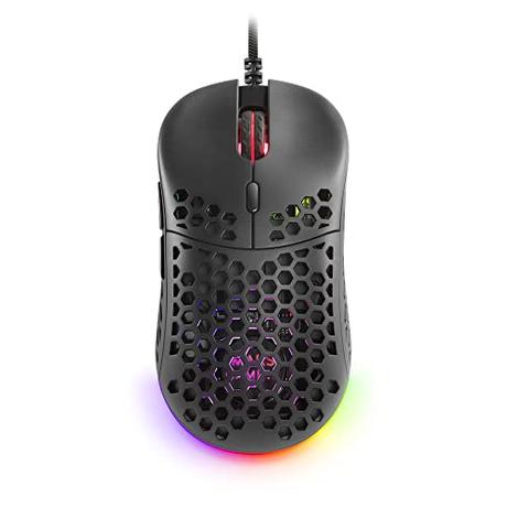 Mars Gaming, Inalámbrico, MM55 Negro, Ratón Gaming RGB Chroma, Ultra-ligero 55g, 12800 DPI, Switches Mecánicos Programables HUANO