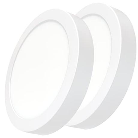 Pack 2x Plafon LED Redondo Superficie 220mm, 20W, Color Blanco Frio (6500K), 1800 Lumenes, Driver Incluido