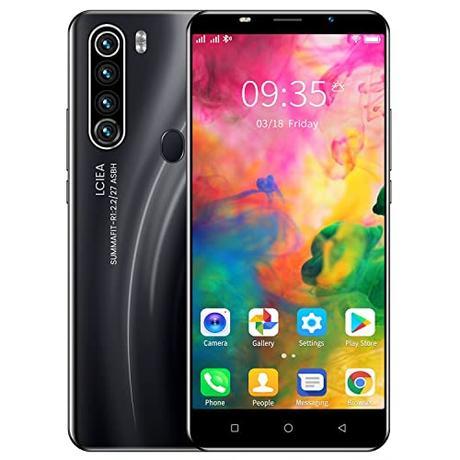 HyRich Teléfonos Móviles Baratos ，Desbloqueados sin SIM, Teléfono Inteligente 5.0 Pulgadas 3G Android, Cámaras Duales SIM Duales, WiFi, Bluetooth, GPS, Teléfonos Celulares (Note 80 - Black)