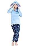 Disney Pijama Mujer Invierno Polar Stitch Minnie Marie Simba Winnie The Pooh (S, Azul Stitch)