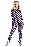 CityComfort Pijama Mujer Invierno de Lunares Forro Polar (M, Morado)