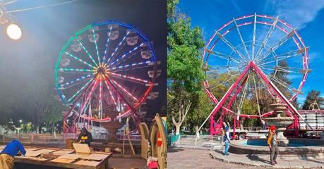 Protección Civil Garantiza Seguridad en la Instalación de la Rueda de la Fortuna en Alameda Juan Sarabia