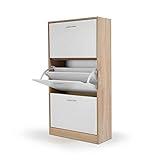 IDMarket - Zapatero de imitación de haya con 3 puertas blancas