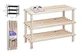 HERSIG - Estanteria Zapatero Madera | Zapatero Entrada Recibidor 3 Alturas - 74 x 26 x 48,5 cm - Color Natural