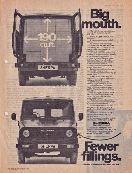 Leyland Sherpa furgón del año 1981 fabricado por British Leyland Leyland Sherpa furgón del año 1981 fabricado por British Leyland