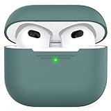 AhaStyle AirPods 3 Funda de Silicona Suave [LED Frontal Visible] [Carga Inalámbrica] Compatible con Apple AirPods 3 Nuevo 2021 (Pino Verde)