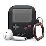 elago - Carcasa AW5 Compatible con Apple AirPods 1 y Compatible con Apple AirPods 2, Funda de diseño de Consola de Juegos, Funda con mosquetón, Color Negro