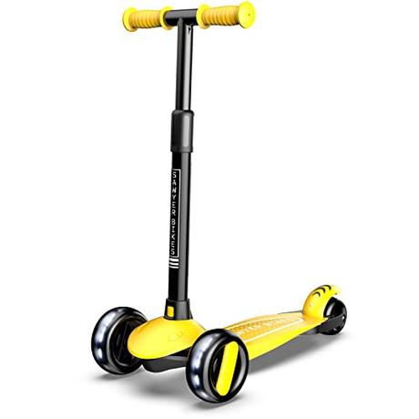 Sawyer Bikes - Patinete Ajustable Ruedas LED - Niños 2 a 8 Años (Amarillo)