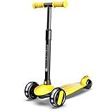 Sawyer Bikes - Patinete Ajustable Ruedas LED - Niños 2 a 8 Años (Amarillo)