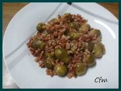 Coles de Bruselas con jamón