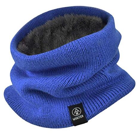 Yuson Girl Calentador de Cuello Bufanda de Tubo Lazo para Hombre y Mujer Unisexo Invierno Bufanda Cuello Cálido con Forro Polar(Azul)