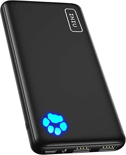 INIU Power Bank, Slimmest USB C Triple 3A de Alta Velocidad 10000mAh Bateria Externa, Bateria Portatil con Linterna para iPhone 15 14 13 12 11 X Pro MAX Samsung S22 S21 S20 iPad Tablet Airpods etc