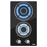 IsEasy Placa de gas con 2 quemadores, autosuficiente – Cocina empotrable – gas natural/propano (cristal)