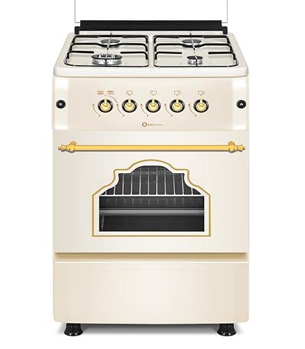 SOLTHERMIC 50 CM ANCHO F5S40G2 COCINA GAS COLOR CREMA CON MANDOS DORADOS / 4 FUEGOS CON ENCENDIDO AUTOMATICO/GAS BUTANO Y GAS CIUDAD/ALTA GAMA