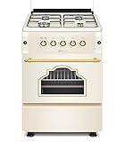 SOLTHERMIC 50 CM ANCHO F5S40G2 COCINA GAS COLOR CREMA CON MANDOS DORADOS / 4 FUEGOS CON ENCENDIDO AUTOMATICO/GAS BUTANO Y GAS CIUDAD/ALTA GAMA