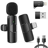 VOVIGGOL Micrófono Inalámbrico Solapa para iPhone iPad Android Ordenador, Mini Microfono Inalambrico para Movil, Portátil Micrófono para Grabación de Video, Youtube, TikTok, Vlog, Facebook