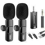 OSA Microfono Inalambrico, 2 Pcs microfono solapa para Cámara, iPhone, Android, Plug & Play,para Youtube, Facebook, Twitter, TIK Tok Video y transmisión