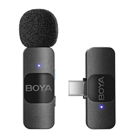 BOYA micrófono de Solapa inalámbrico de Solapa para Android Smartphone Laptop - Omnidireccional USB C Condensador de grabación de vídeo Mic para entrevista Podcast Vlog Youtube Live Stream