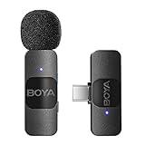 BOYA micrófono de Solapa inalámbrico de Solapa para Android Smartphone Laptop - Omnidireccional USB C Condensador de grabación de vídeo Mic para entrevista Podcast Vlog Youtube Live Stream
