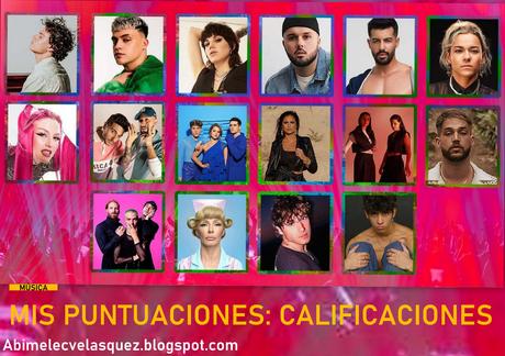 MIS PUNTUACIONES: BENIDORM FEST 2024 CALIFICACIONES