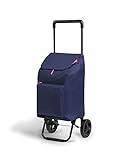 Gimi Argo Urban Carro de la Compra Ligero, Capacidad de Carga 42 Litros, Bolsillo Frontal con Cremallera, con Ruedas Resistentes a la Lluvia, para la Compra de Alimentos,36 x 30 x 94 cm, Azul,Grande