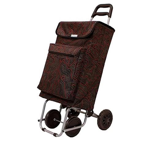 Amig - Carro de la Compra | 22 x 40 x 106 cm | con 4 Ruedas para un Fácil Manejo | Bolsillo Exterior para Congelados | Carga Máxima de 15 kg | Color Negro | Capacidad 48 L