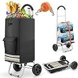 Wilbest® Carrito de Compras, Carro de la Compra o Transporte de Mano Plegable hasta 50 kg, Bolsa de la Compra Impermeable de 75L, con Placa Antisalpicaduras, 2 Ruedas Silenciosas