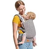 kk Kinderkraft NINO CONFETTI Mochila Portabebés, Portabebé Ergonómico da 3 mesi a 20 kg, Dorsal y Ventral posición, Bolsillo, Puro Algodón, Postura segura, Asiento ajustable, Gris