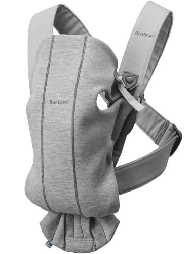 BabyBjörn Mochila Porta Bebé Mini, Jersey 3D, Gris claro