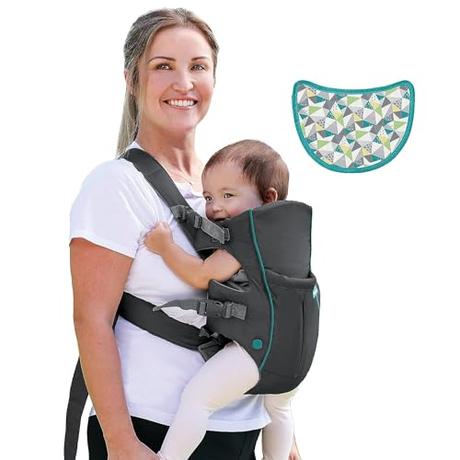 Mochila portabebés Infantino Swift Classic con bolsillo: 2 modalidades de transporte, portabebés gris ergonómico ajustable para recién nacido, con babero y bolsillo frontal de almacenamiento