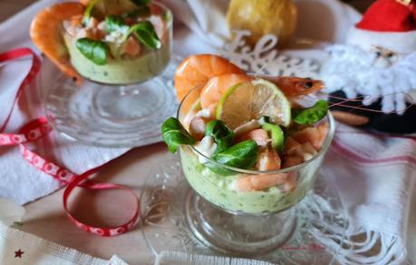 Coctel de   aguacate y gambas