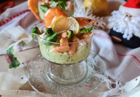 Coctel de   aguacate y gambas