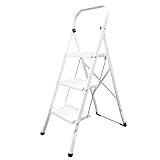 Escalera Domestica Aluminio 3 Peldaños, Escalerilla Blanca