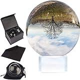 BELLE VOUS Bola de Cristal K9 80mm - Bola Cristal Fotografia 8cm Base de Cristal, Bolso Terciopelo, Paño Microfibra y Caja de Regalo - Esfera Lente Transparente Decoración Oficina, Meditar, Curación