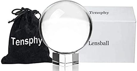Tensphy K9 - Bola de cristal para fotografía con soporte de cristal y bolsa de almacenamiento, bola transparente de adivino, bola de cristal para fotografía, decoración, regalo, 6 cm