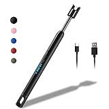 Rouclo Encendedor Electrico, Encendedor Cocina Arco Electrico con Indicador de Batería, Encendedor Velas Mechero Electrico USB Recargable para Cocina de Gas,Chimenea, Barbacoa (Negro)