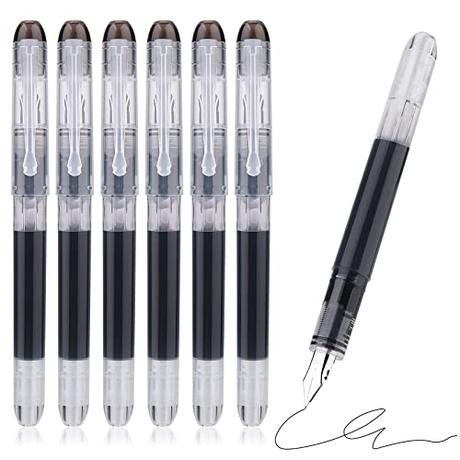 TIESOME 6 plumas estilográficas desechables negras, tinta desechables, escritura suave, pluma extra fina para bocetos, diarios, caligrafía, Doodling Oficina