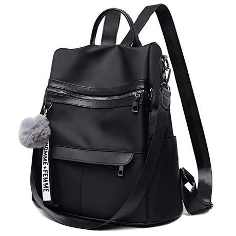 Mochila para mujer, elegante, pequeña, tela Oxford, impermeable, para niñas, uso diario, trabajo y viajes, Negro