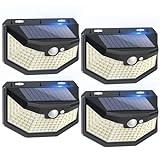 Focos LED Exterior Solares con Sensor de Movimiento IP67 Impermeable Luz Solar, Lampara con Múltiples Superficies Iluminadas Para Jardin, Garaje, 4 Paquete