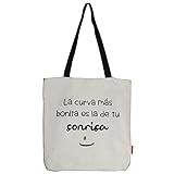 Hello-Bags. Bolso Totebag. Exterior: Algodón 100%. Con cremallera, forro y bolsillo interior. Incluye bonito sobre kraft de regalo. Modelo LACURVA. Color: Crudo/Negro. Medidas: 37 * 38 cm