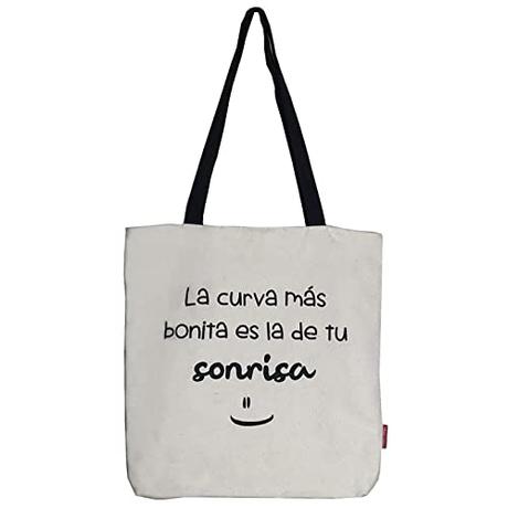 Hello-Bags. Bolso Totebag. Exterior: Algodón 100%. Con cremallera, forro y bolsillo interior. Incluye bonito sobre kraft de regalo. Modelo LACURVA. Color: Crudo/Negro. Medidas: 37 * 38 cm