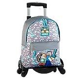 MINECRAFT Mochila Escolar Warriors + Carro Toybags con 4 Ruedas Giratorias, Unisex niños, Multicolor, Grande