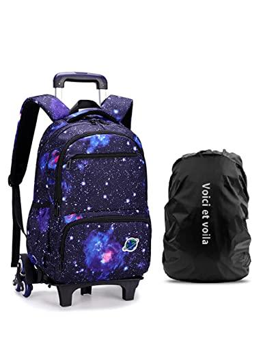 Mochilas Escolares con Ruedas Carro para Mochilas Escolares Niña Niños Grande Bolsas Escolares 6 Ruedas Trolley Bag Mochila Infantil Negro 30 * 14 * 45cm