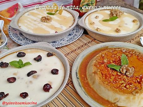 Cuajada de nata, queso y nueces Cuajada de nata, queso y nueces