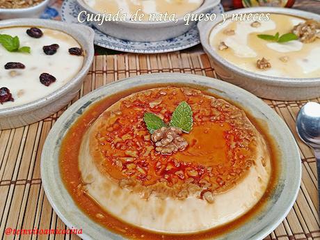 Cuajada de nata, queso y nueces Cuajada de nata, queso y nueces